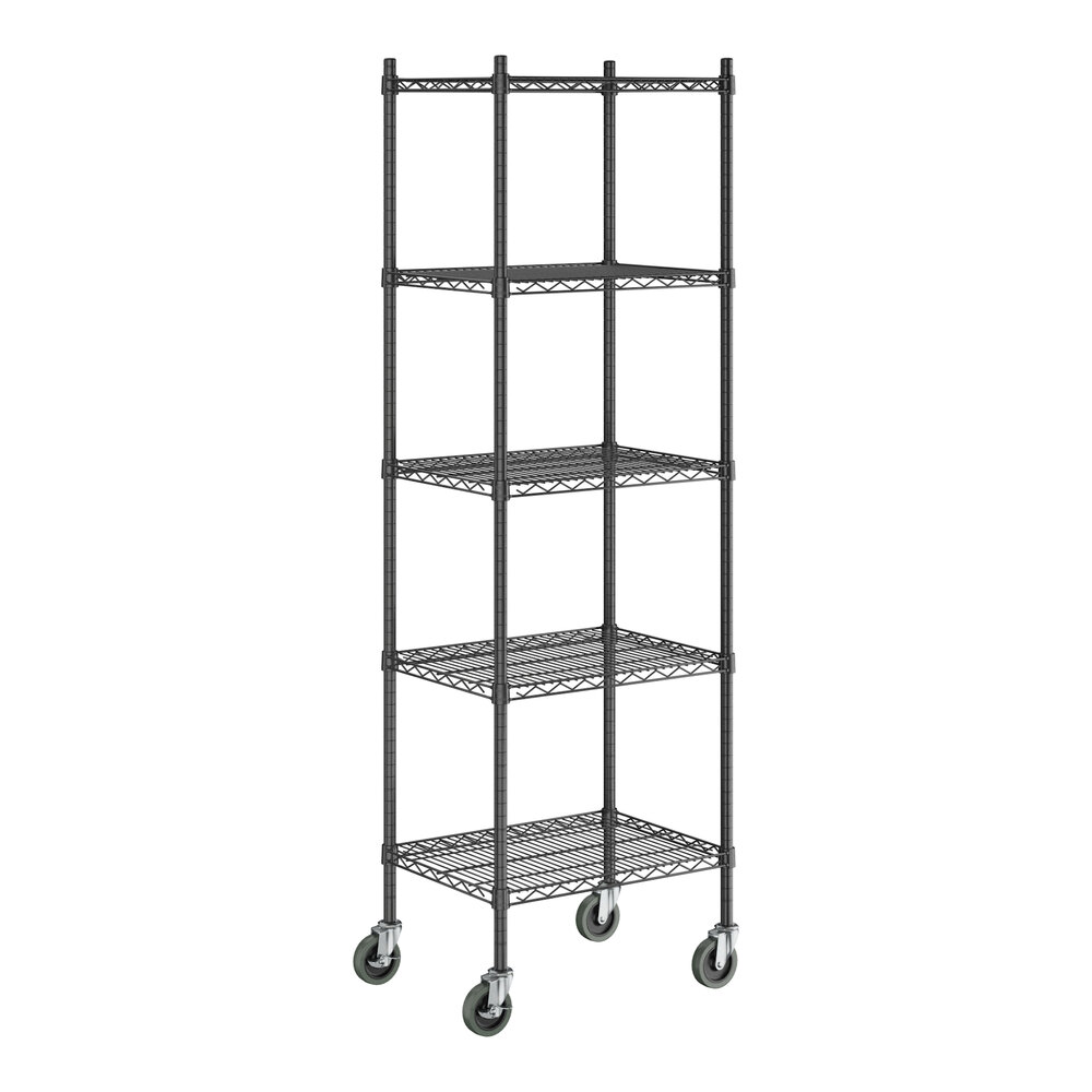Steelton 18" x 24" NSF Black Epoxy 5-Shelf Kit with 72" Posts and Casters