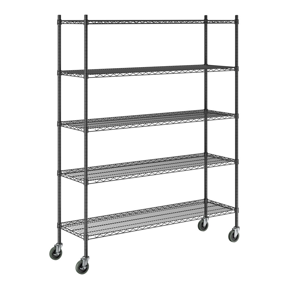 Steelton 18" x 60" NSF Black Epoxy 5-Shelf Kit with 72" Posts and Casters