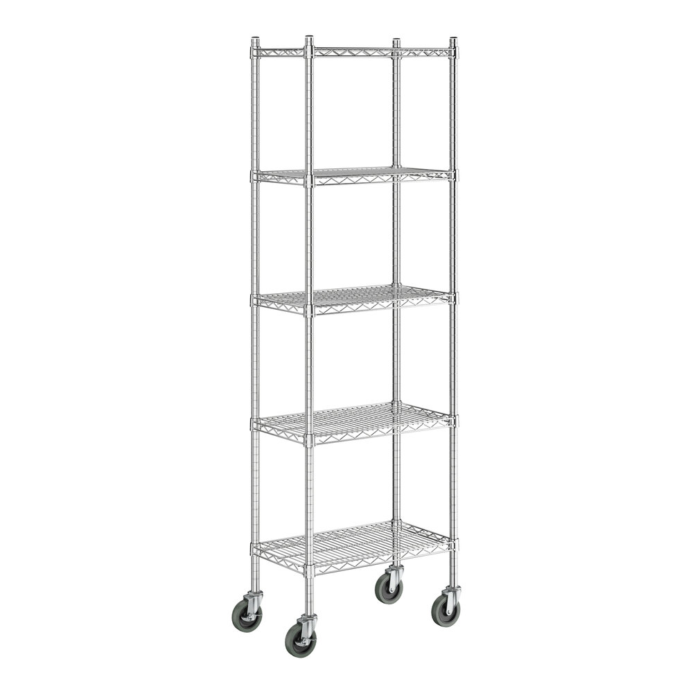 Steelton 14" x 24" NSF Chrome 5-Shelf Kit with 72" Posts and Casters