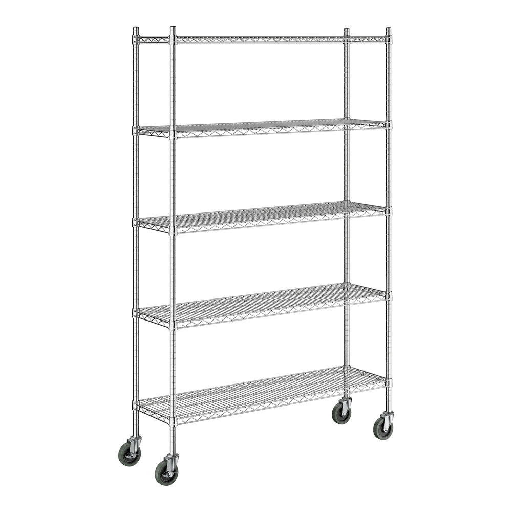 Steelton 14" x 48" NSF Chrome 5-Shelf Kit with 72" Posts and Casters