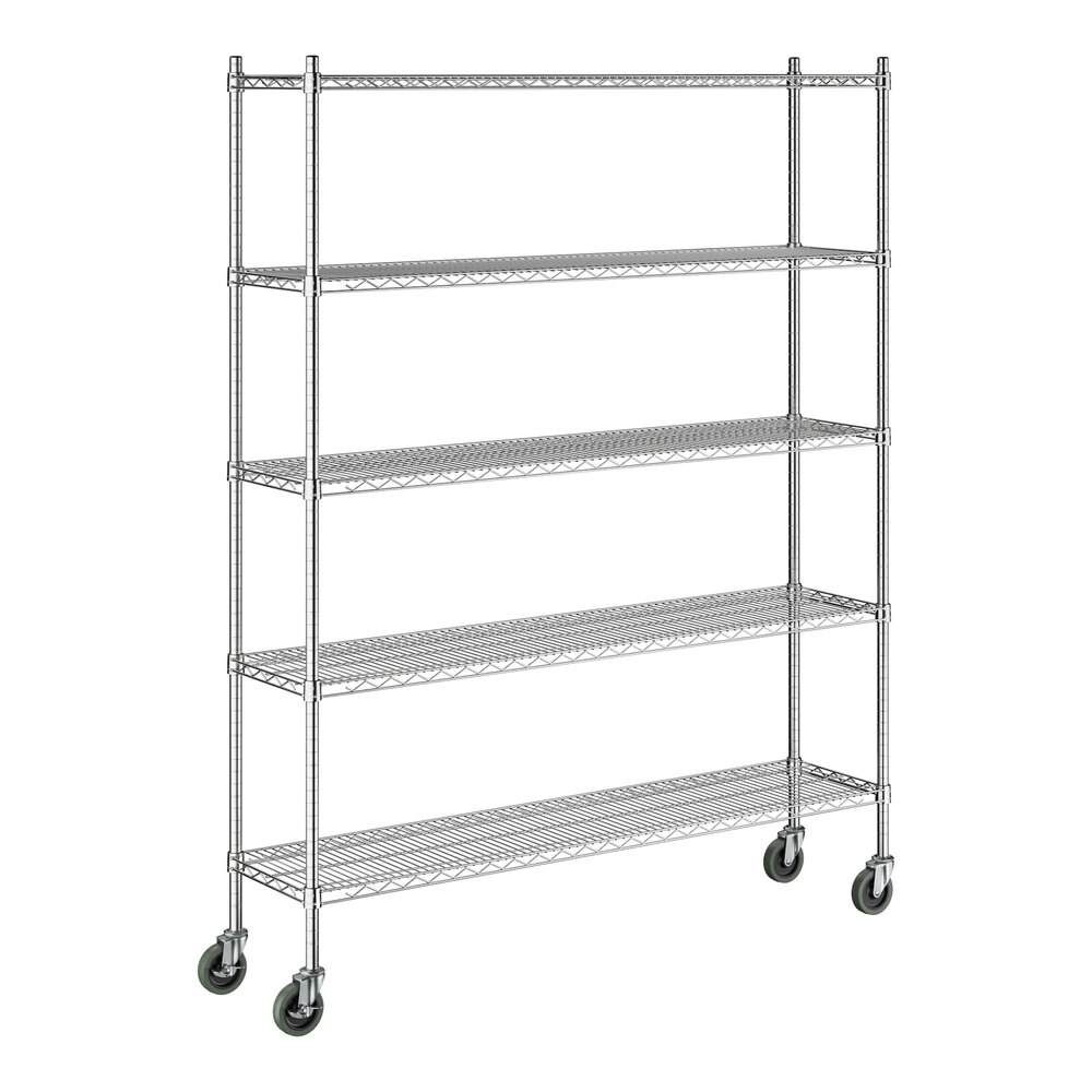 Steelton 14" x 60" NSF Chrome 5-Shelf Kit with 72" Posts and Casters