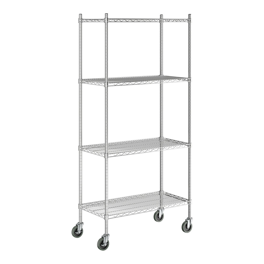 Steelton 18" x 36" NSF Chrome 4-Shelf Kit with 72" Posts and Casters