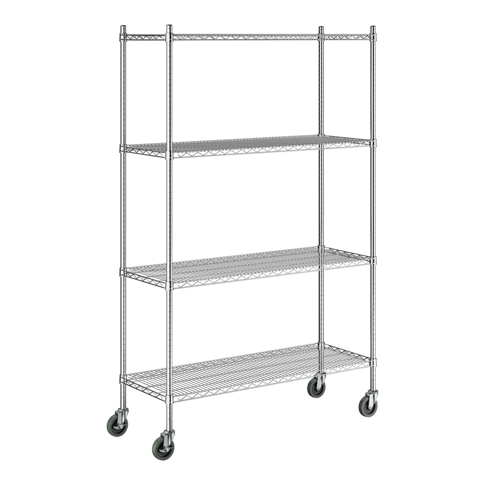 Steelton 18" x 48" NSF Chrome 4-Shelf Kit with 72" Posts and Casters
