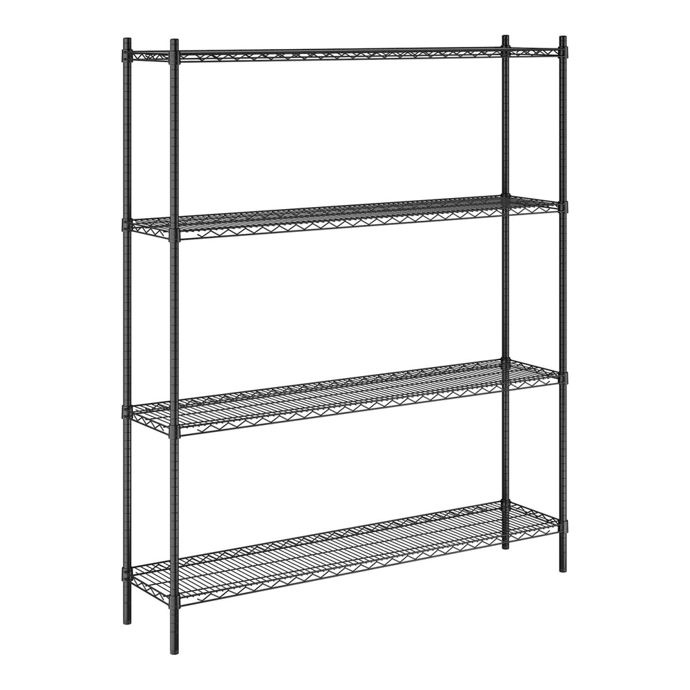 Steelton 14" x 60" NSF Black Epoxy 4-Shelf Kit with 72" Posts