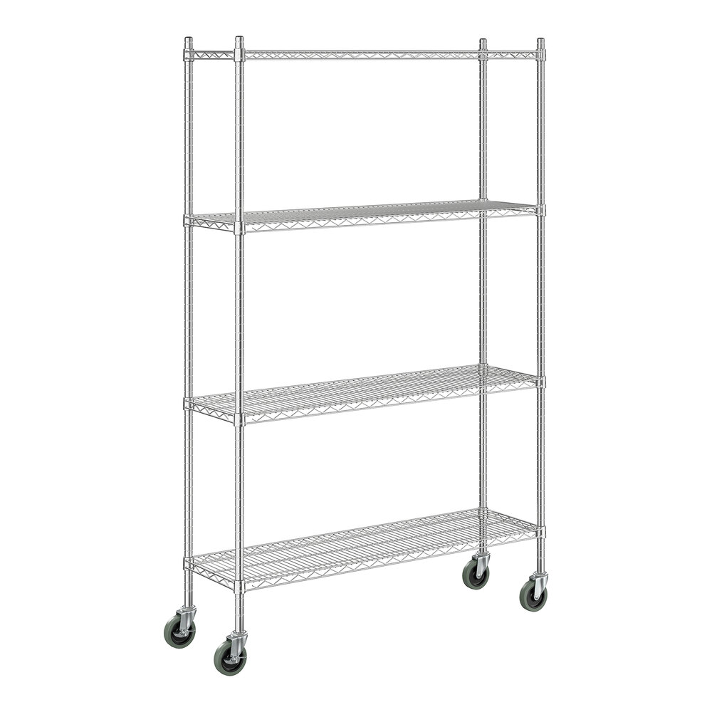 Steelton 14" x 48" NSF Chrome 4-Shelf Kit with 72" Posts and Casters