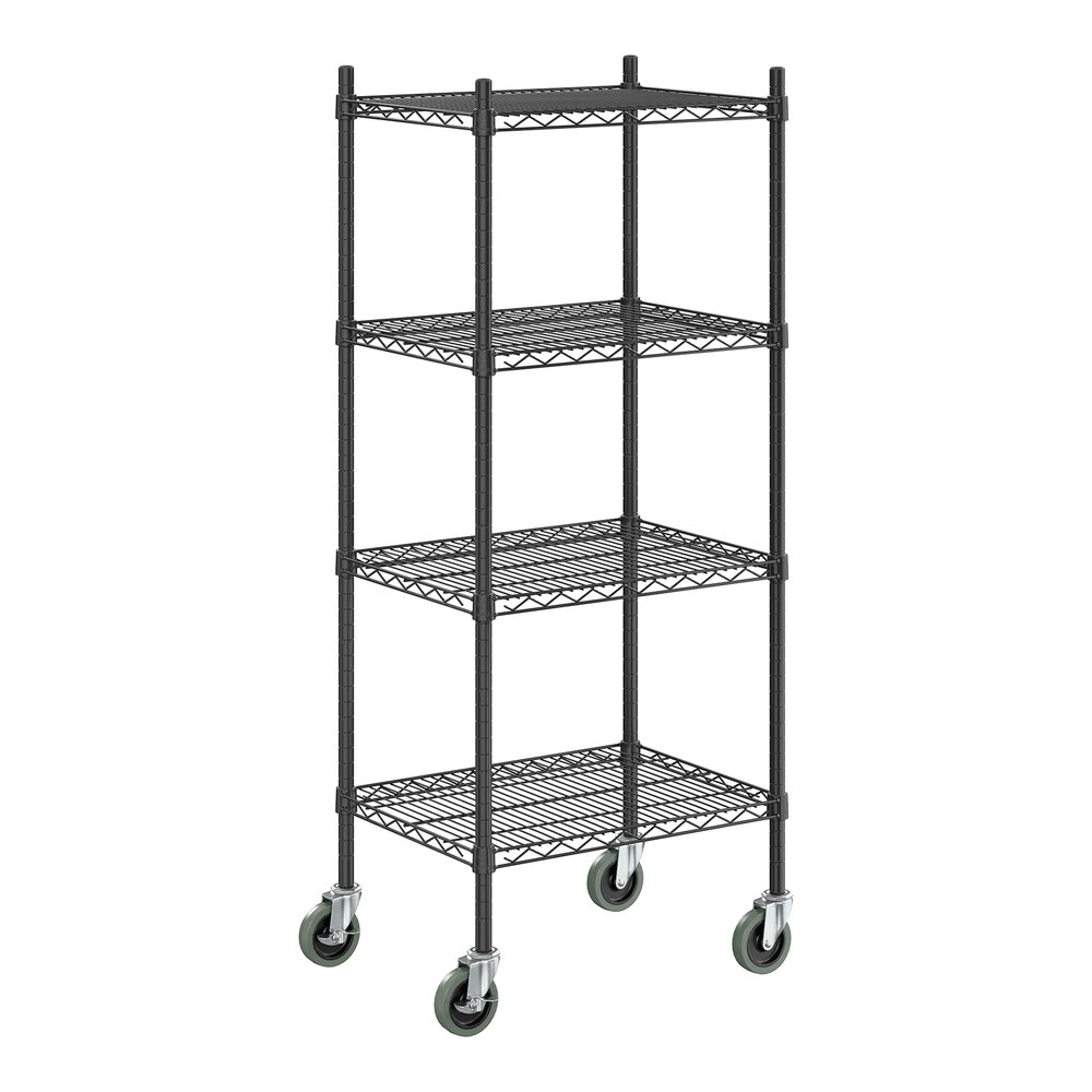 Steelton 18" x 24" NSF Black Epoxy 4-Shelf Kit with 54" Posts and Casters