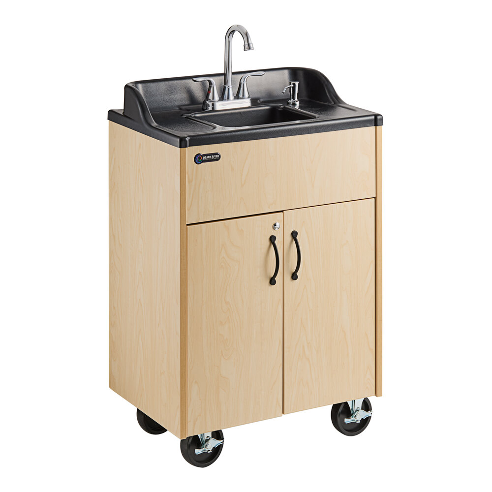 Ozark River Manufacturing ADSTM-AB-AB1N Premier Maple Portable Hot Water Hand Sink with Laminate Cabinet and Single Basin