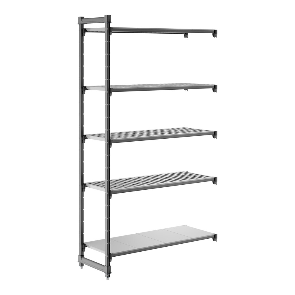 Cambro CBA184884VS5580 Camshelving® Basics Plus Add On Unit with 4 Vented Shelves and 1 Solid Shelf - 18" x 48" x 84"