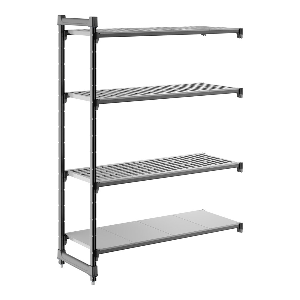 Cambro CBA184864VS4580 Camshelving® Basics Plus Add On Unit with 3 Vented Shelves and 1 Solid Shelf - 18" x 48" x 64"
