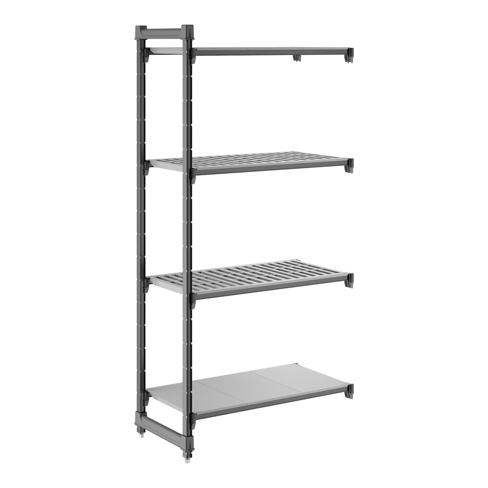 Cambro CBA183672VS4580 Camshelving® Basics Plus Add On Unit with 3 Vented Shelves and 1 Solid Shelf - 18" x 36" x 72"