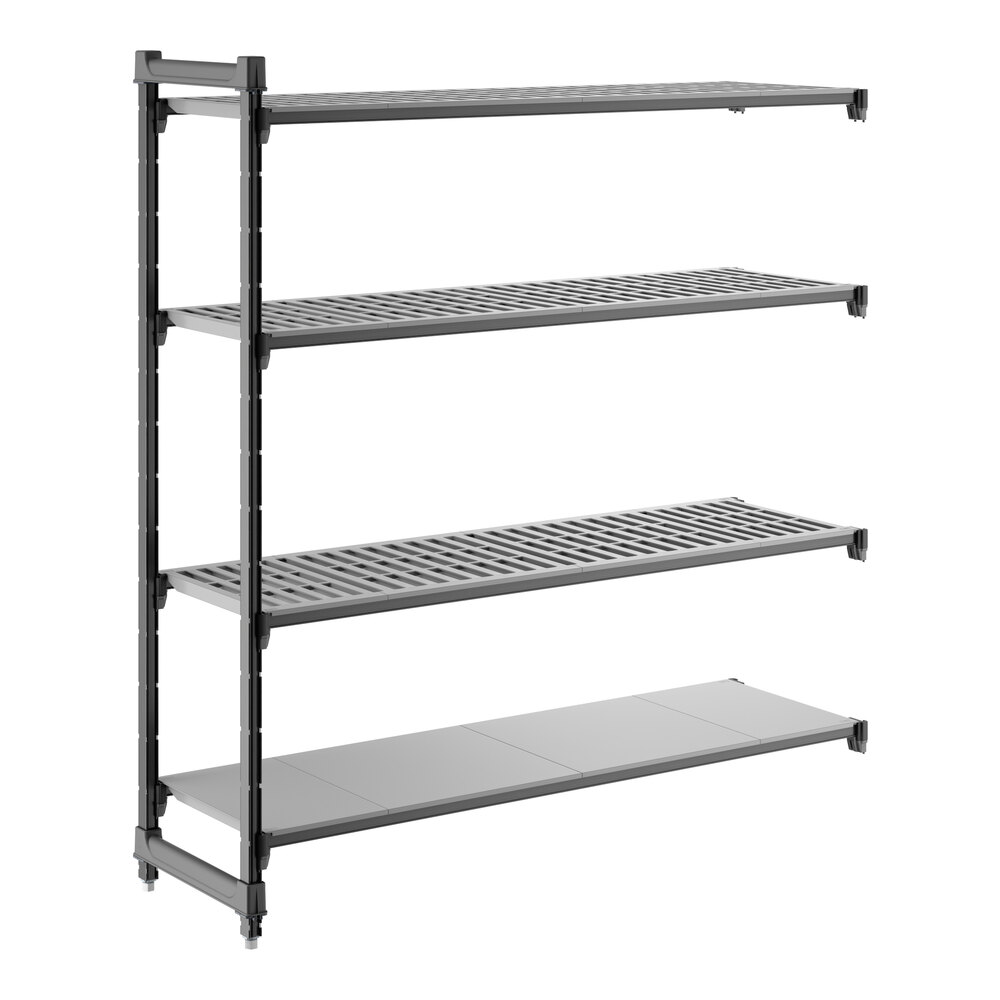 Cambro CBA186064VS4580 Camshelving® Basics Plus Add On Unit with 3 Vented Shelves and 1 Solid Shelf - 18" x 60" x 64"