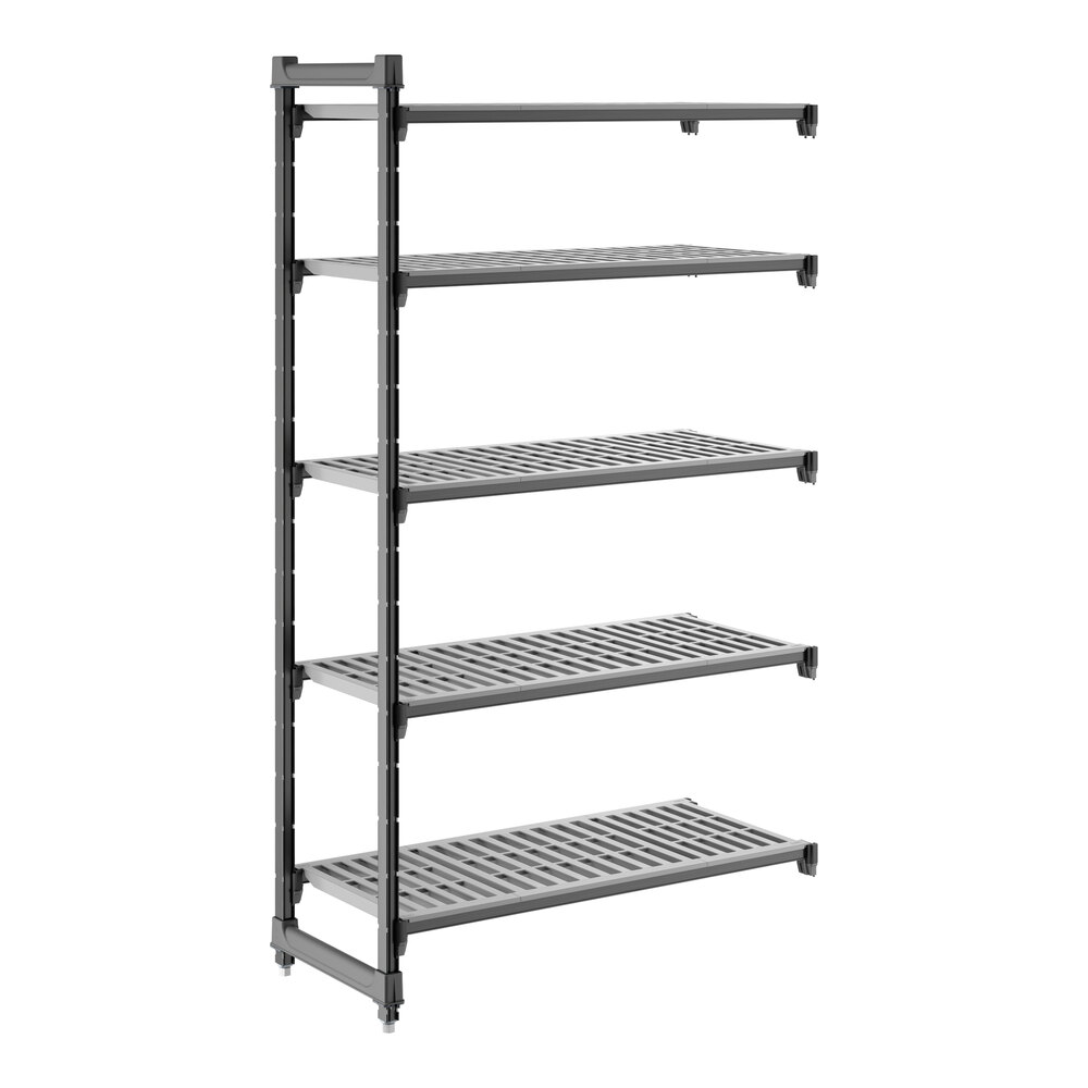 Cambro CBA184272V5580 Camshelving® Basics Plus Vented 5-Shelf Add On Unit - 18" x 42" x 72"