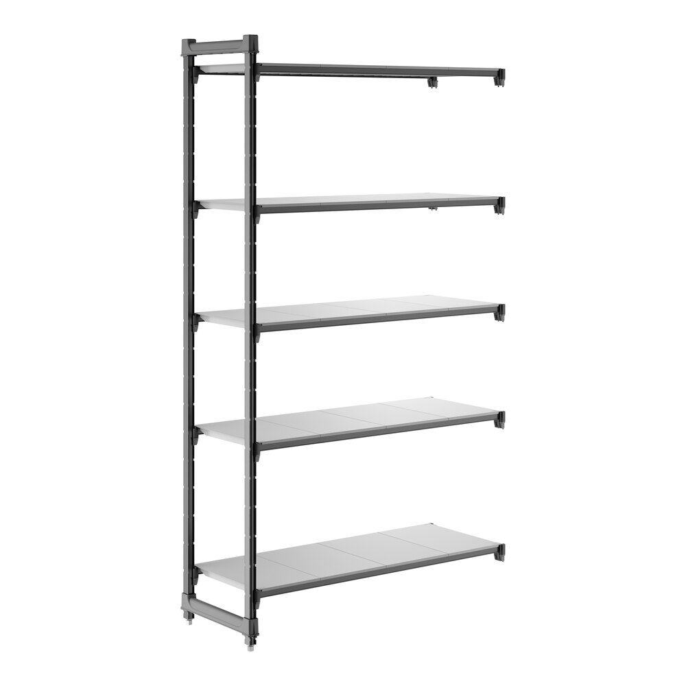 Cambro CBA184884S5580 Camshelving® Basics Plus Solid 5-Shelf Add On Unit - 18" x 48" x 84"