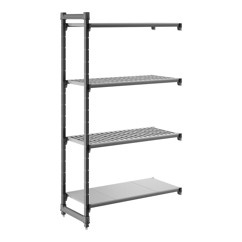 Cambro CBA184272VS4580 Camshelving® Basics Plus Add On Unit with 3 Vented Shelves and 1 Solid Shelf - 18" x 42" x 72"