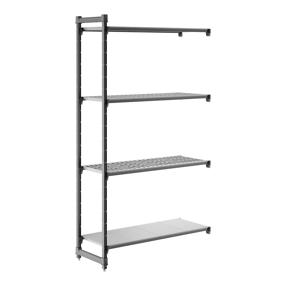 Cambro CBA184884VS4580 Camshelving® Basics Plus Add On Unit with 3 Vented Shelves and 1 Solid Shelf - 18" x 48" x 84"