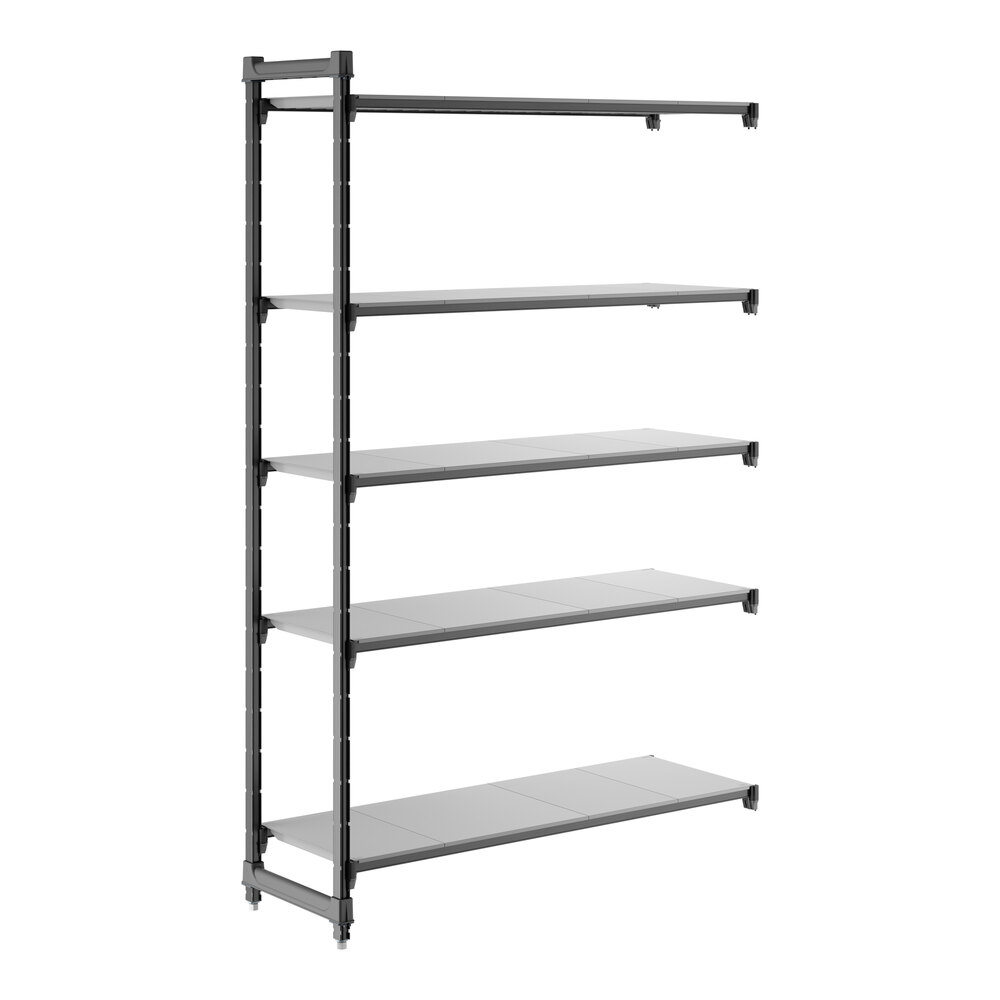 Cambro CBA185484S5580 Camshelving® Basics Plus Solid 5-Shelf Add On Unit - 18" x 54" x 84"