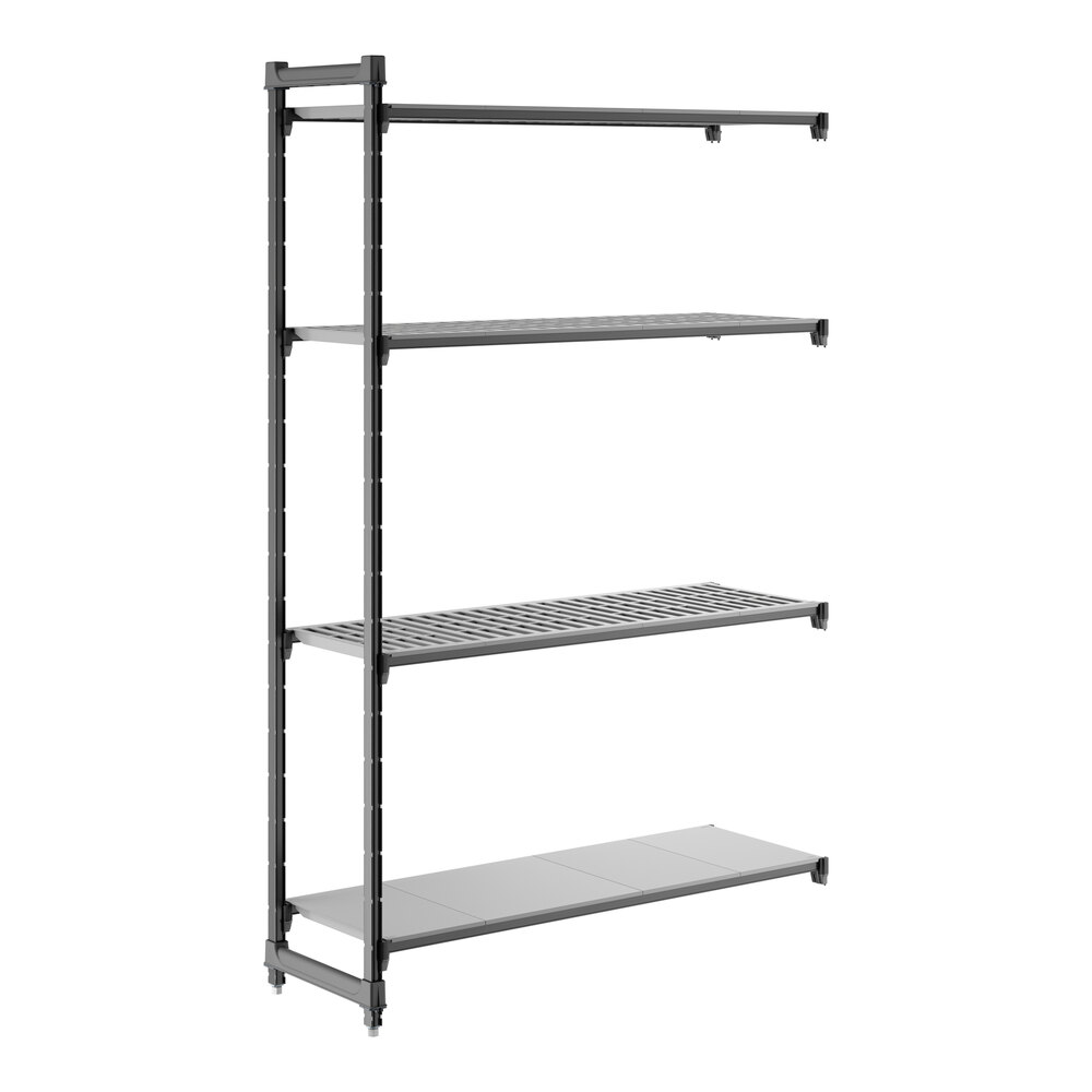 Cambro CBA185484VS4580 Camshelving® Basics Plus Add On Unit with 3 Vented Shelves and 1 Solid Shelf - 18" x 54" x 84"