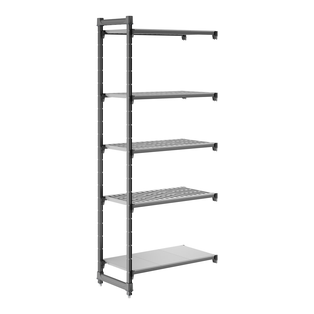 Cambro CBA183684VS5580 Camshelving® Basics Plus Add On Unit with 4 Vented Shelves and 1 Solid Shelf - 18" x 36" x 84"