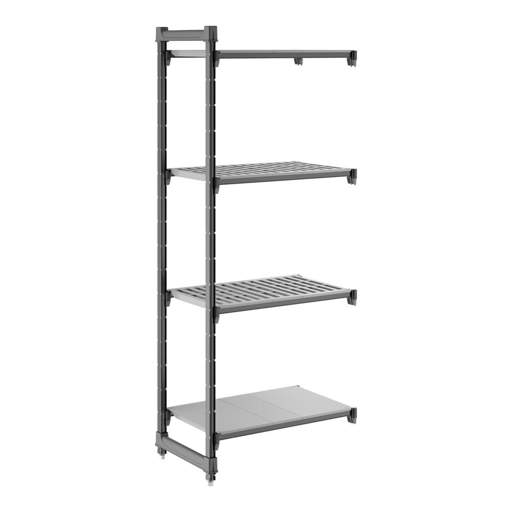 Cambro CBA183072VS4580 Camshelving® Basics Plus Add On Unit with 3 Vented Shelves and 1 Solid Shelf - 18" x 30" x 72"