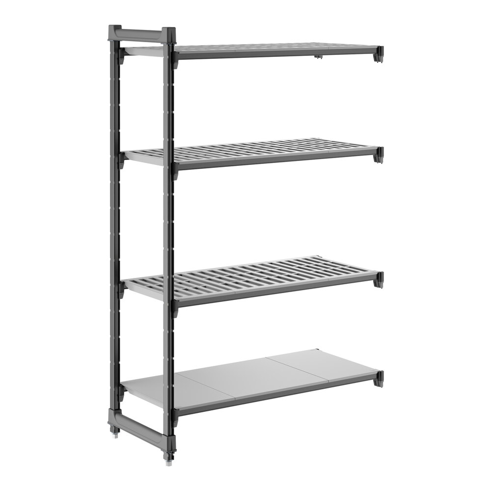 Cambro CBA184264VS4580 Camshelving® Basics Plus Add On Unit with 3 Vented Shelves and 1 Solid Shelf - 18" x 42" x 64"