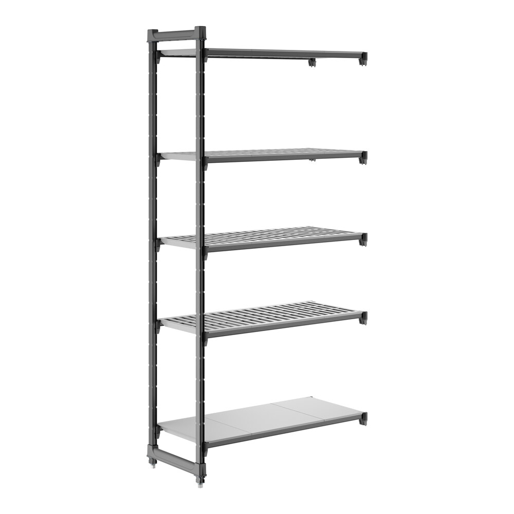 Cambro CBA184284VS5580 Camshelving® Basics Plus Add On Unit with 4 Vented Shelves and 1 Solid Shelf - 18" x 42" x 84"