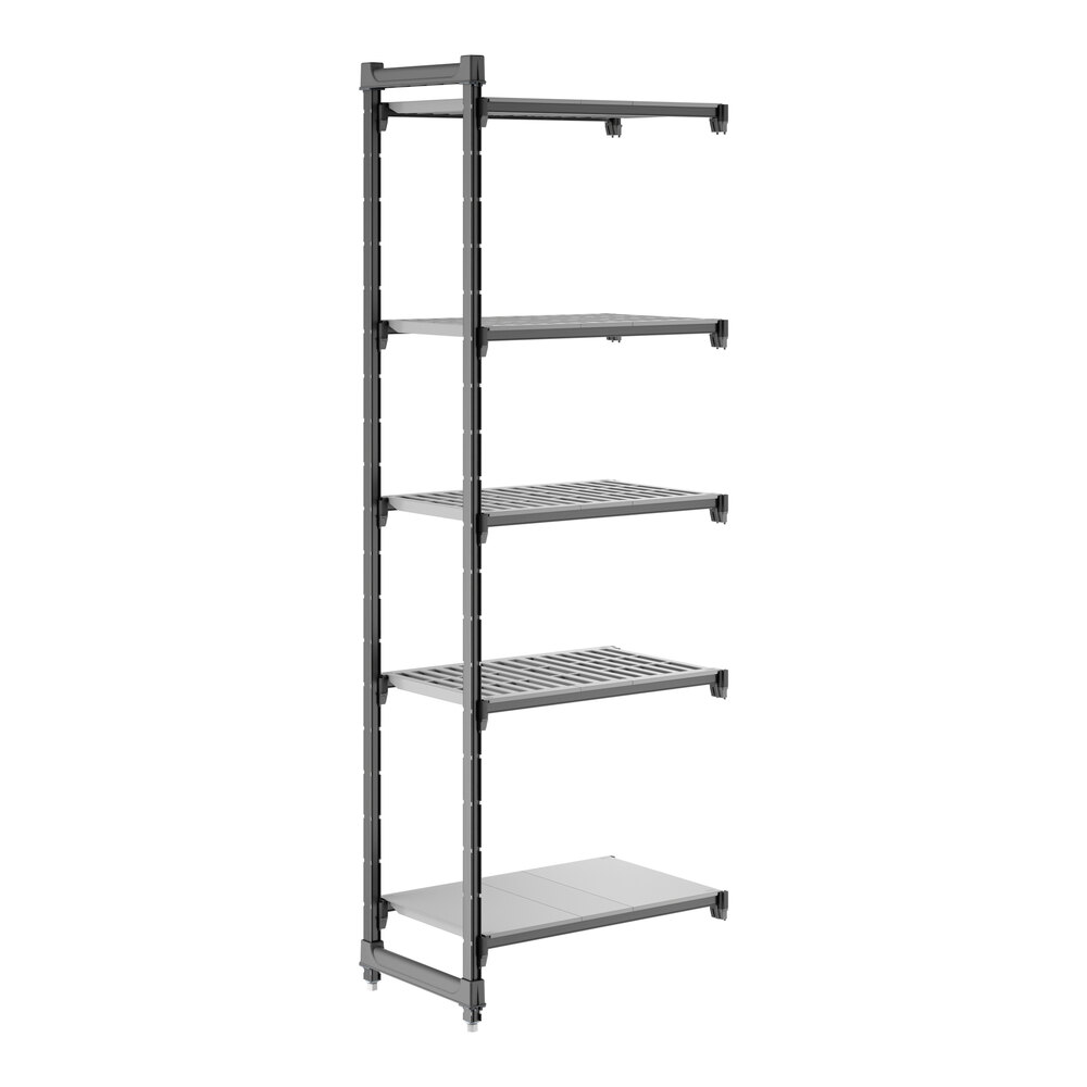 Cambro CBA183084VS5580 Camshelving® Basics Plus Add On Unit with 4 Vented Shelves and 1 Solid Shelf - 18" x 30" x 84"