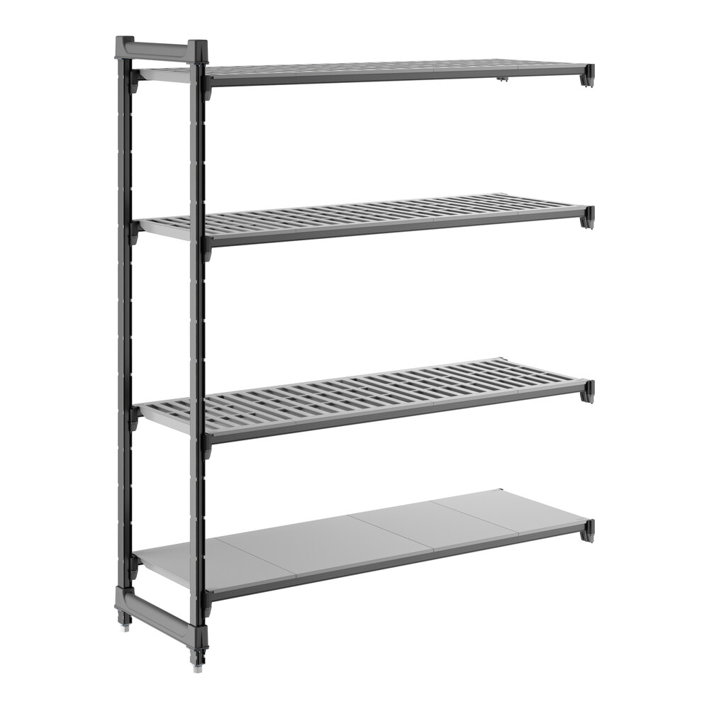Cambro CBA185464VS4580 Camshelving® Basics Plus Add On Unit with 3 Vented Shelves and 1 Solid Shelf - 18" x 54" x 64"