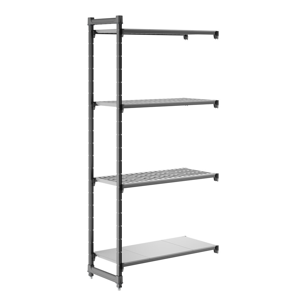 Cambro CBA184284VS4580 Camshelving® Basics Plus Add On Unit with 3 Vented Shelves and 1 Solid Shelf - 18" x 42" x 84"