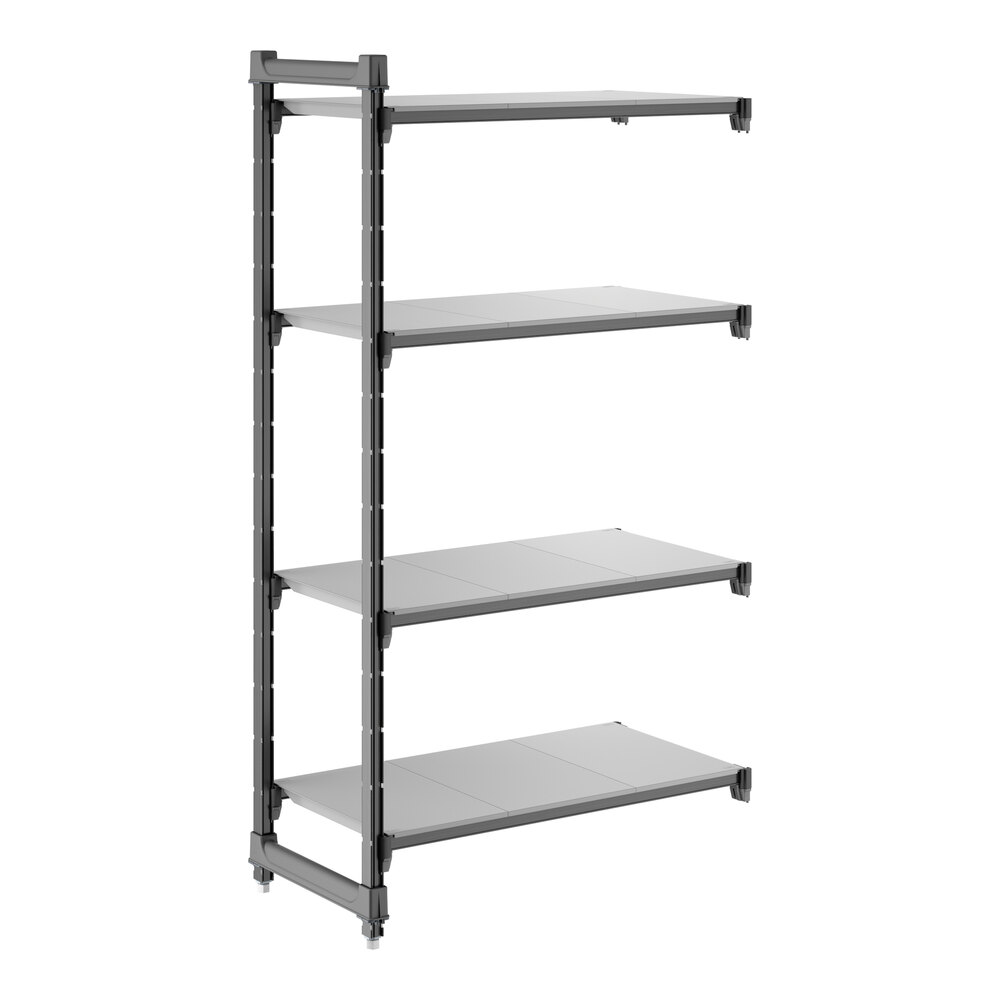 Cambro CBA183664S4580 Camshelving® Basics Plus Solid 4-Shelf Add On Unit - 18" x 36" x 64"