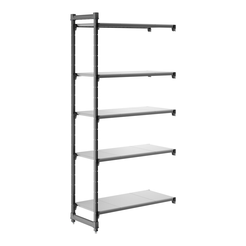 Cambro CBA184284S5580 Camshelving® Basics Plus Solid 5-Shelf Add On Unit - 18" x 42" x 84"