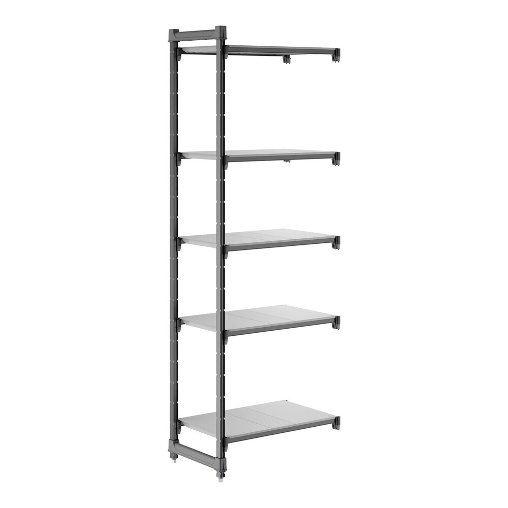 Cambro CBA183084S5580 Camshelving® Basics Plus Solid 5-Shelf Add On Unit - 18" x 30" x 84"