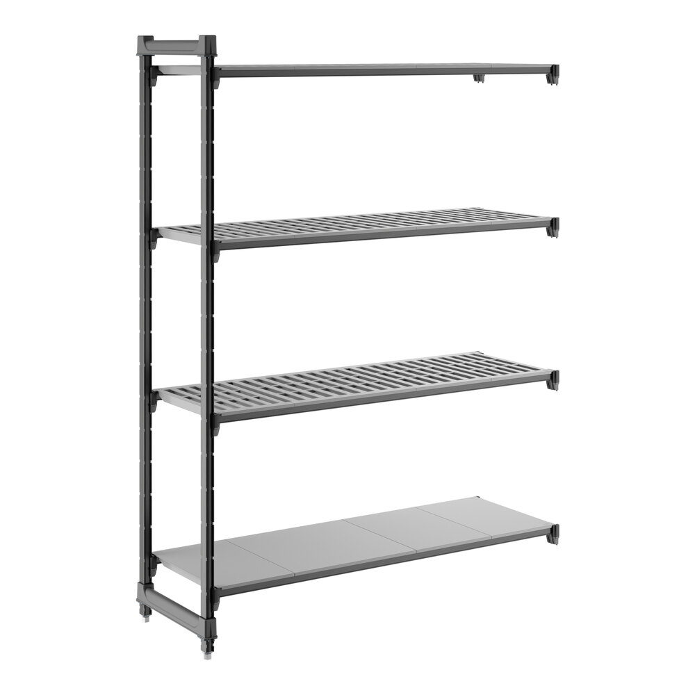 Cambro CBA185472VS4580 Camshelving® Basics Plus Add On Unit with 3 Vented Shelves and 1 Solid Shelf - 18" x 54" x 72"