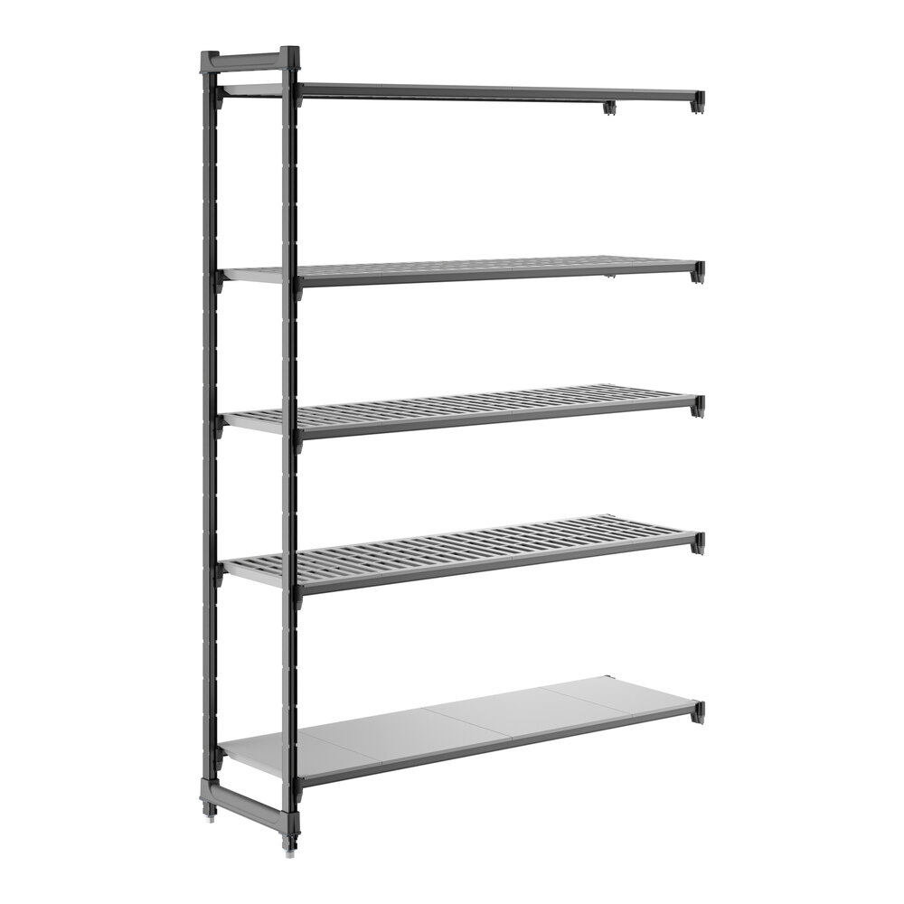 Cambro CBA186084VS5580 Camshelving® Basics Plus Add On Unit with 4 Vented Shelves and 1 Solid Shelf - 18" x 60" x 84"