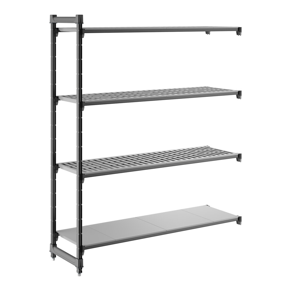 Cambro CBA186072VS4580 Camshelving® Basics Plus Add On Unit with 3 Vented Shelves and 1 Solid Shelf - 18" x 60" x 72"
