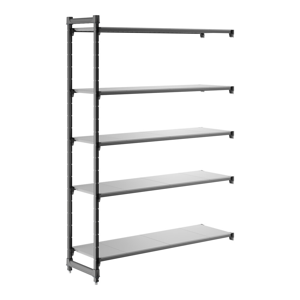 Cambro CBA186084S5580 Camshelving® Basics Plus Solid 5-Shelf Add On Unit - 18" x 60" x 84"