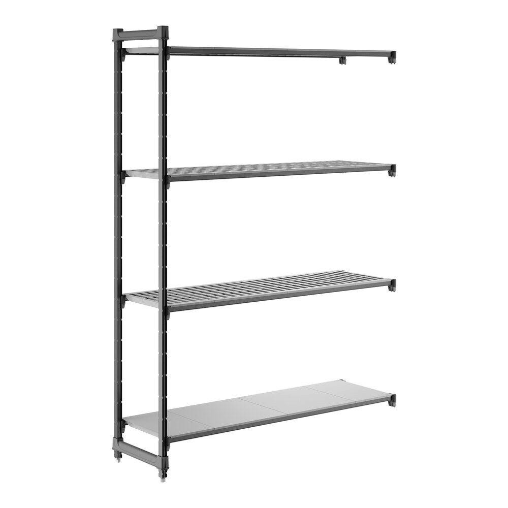 Cambro CBA186084VS4580 Camshelving® Basics Plus Add On Unit with 3 Vented Shelves and 1 Solid Shelf - 18" x 60" x 84"