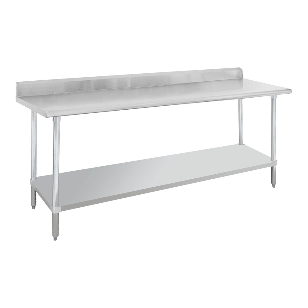 16 Gauge Advance Tabco KLAG-245-X 24" x 60" Stainless Steel Work Table with 5" Backsplash and Galvanized Undershelf