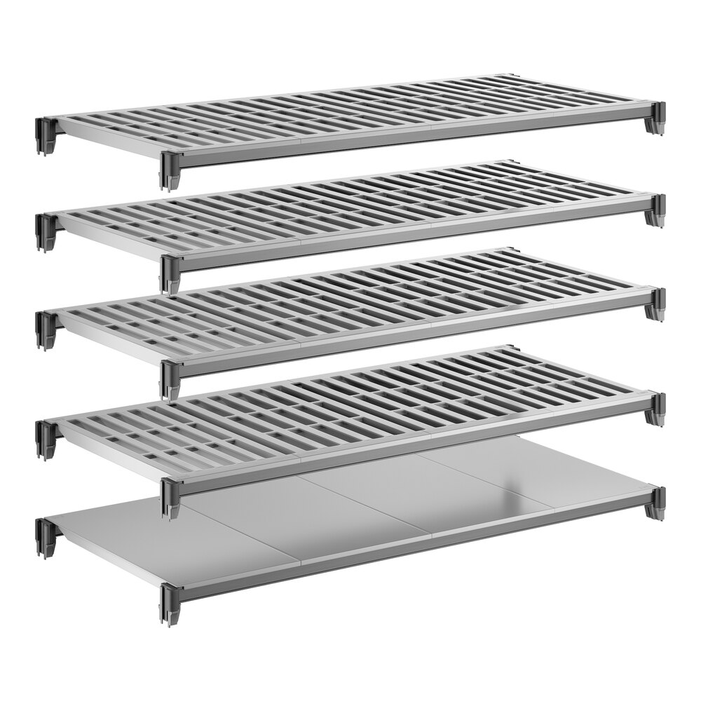Cambro CBSK2148VS5580 Camshelving® Basics Plus 21" x 48" Shelf Kit with 1 Solid and 4 Vented Shelves