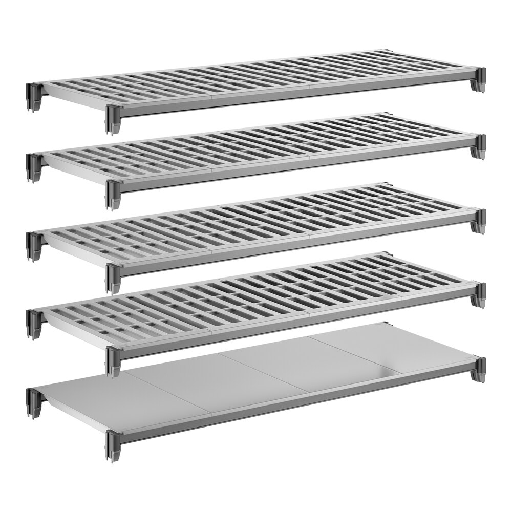 Cambro CBSK1848VS5580 Camshelving® Basics Plus 18" x 48" Shelf Kit with 1 Solid and 4 Vented Shelves