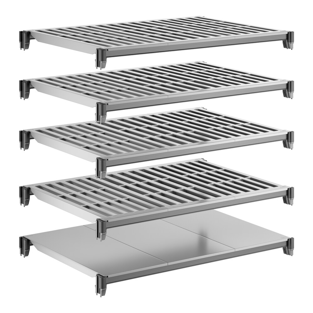 Cambro CBSK2436VS5580 Camshelving® Basics Plus 24" x 36" Shelf Kit with 1 Solid and 4 Vented Shelves