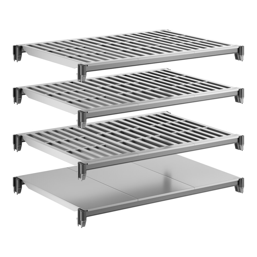 Cambro CBSK2436VS4580 Camshelving® Basics Plus 24" x 36" Shelf Kit with 1 Solid and 3 Vented Shelves