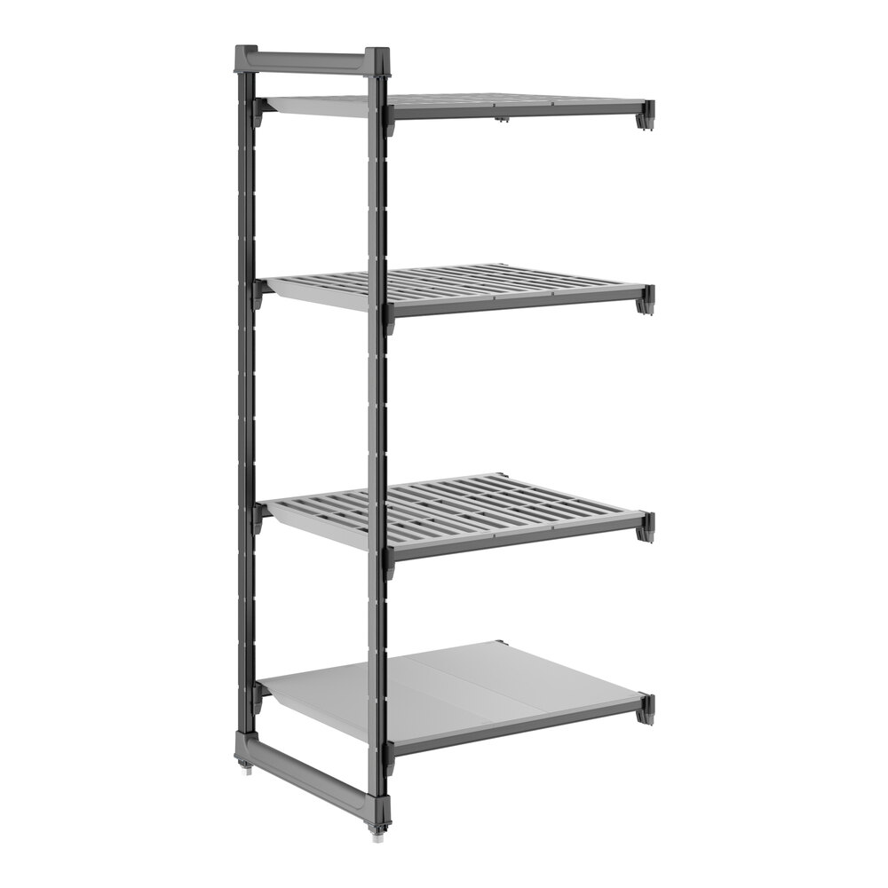 Cambro CBA243064VS4580 Camshelving® Basics Plus Add On Unit with 3 Vented Shelves and 1 Solid Shelf - 24" x 30" x 64"