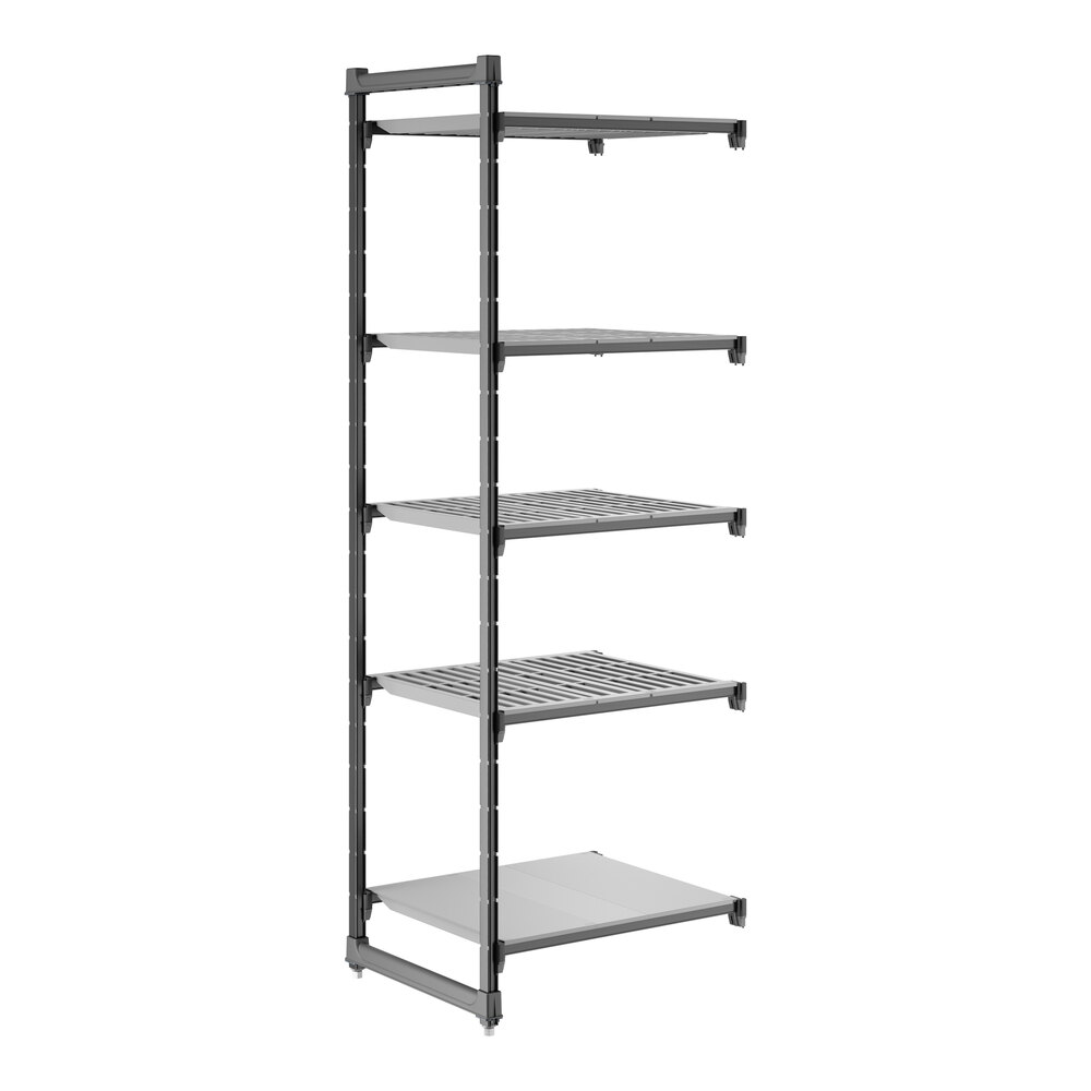 Cambro CBA243084VS5580 Camshelving® Basics Plus Add On Unit with 4 Vented Shelves and 1 Solid Shelf - 24" x 30" x 84"