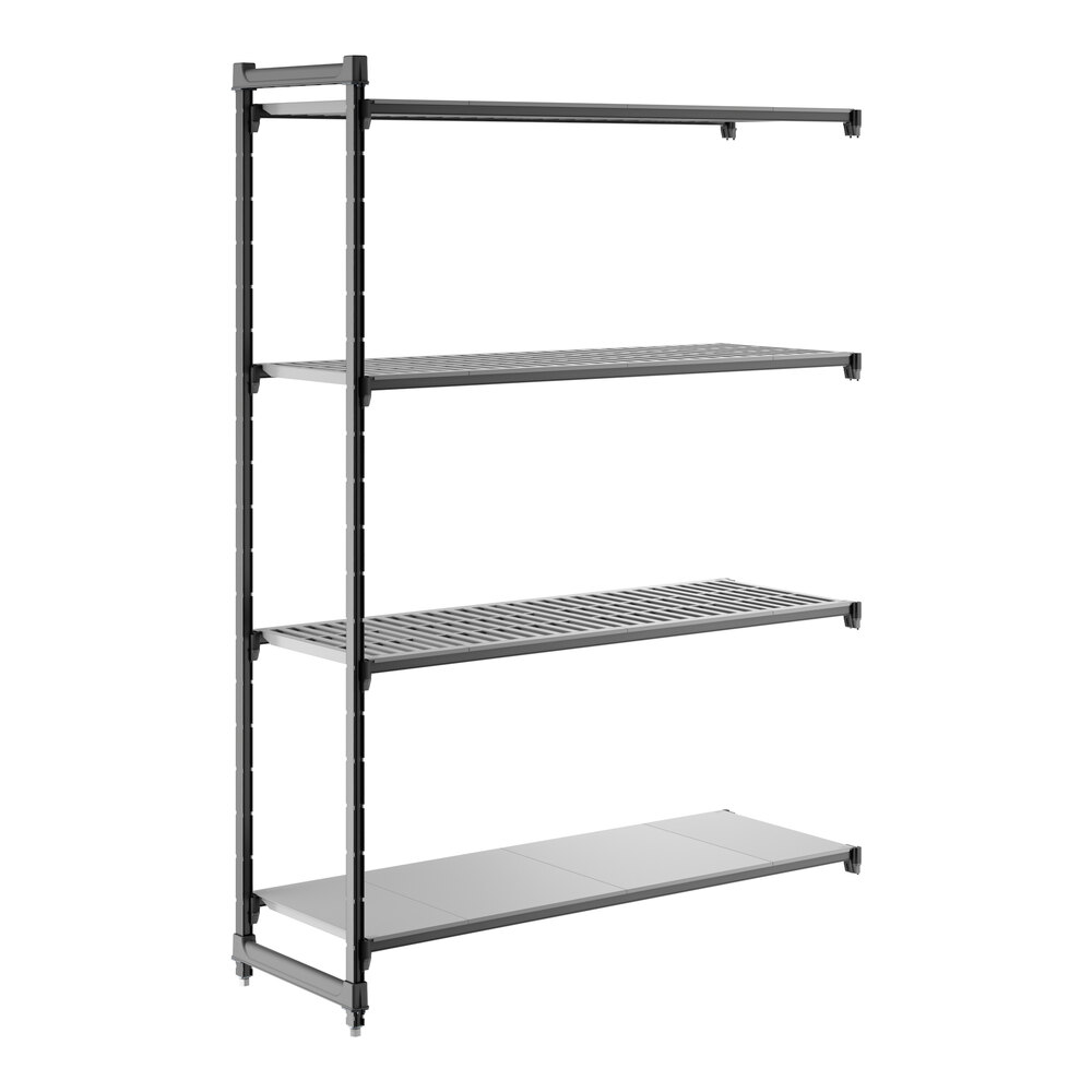 Cambro CBA216084VS4580 Camshelving® Basics Plus Add On Unit with 3 Vented Shelves and 1 Solid Shelf - 21" x 60" x 84"