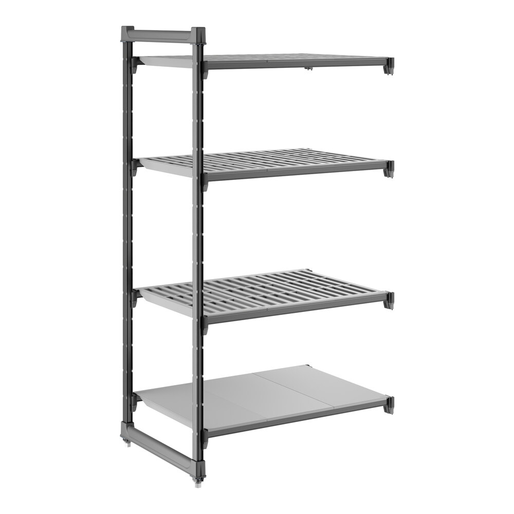 Cambro CBA243664VS4580 Camshelving® Basics Plus Add On Unit with 3 Vented Shelves and 1 Solid Shelf - 24" x 36" x 64"