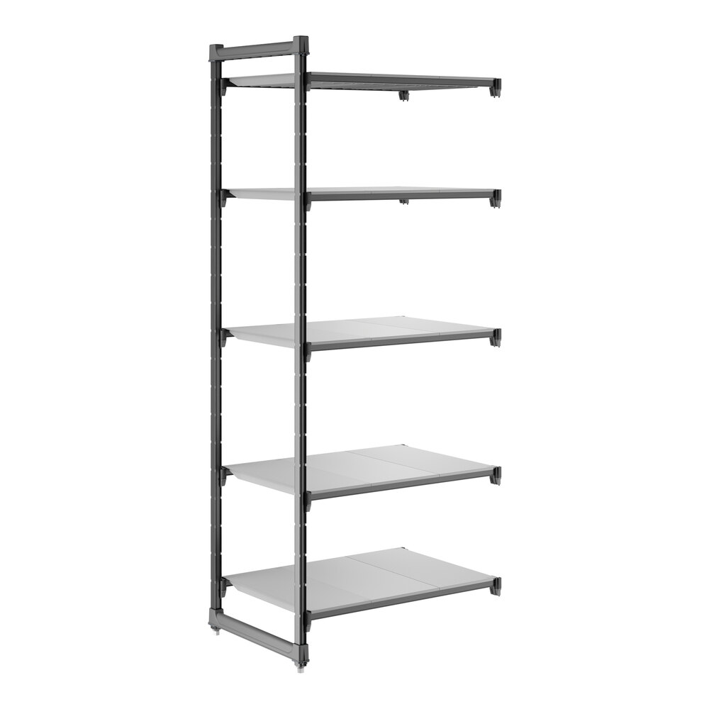 Cambro CBA243684S5580 Camshelving® Basics Plus Solid 5-Shelf Add On Unit - 24" x 36" x 84"