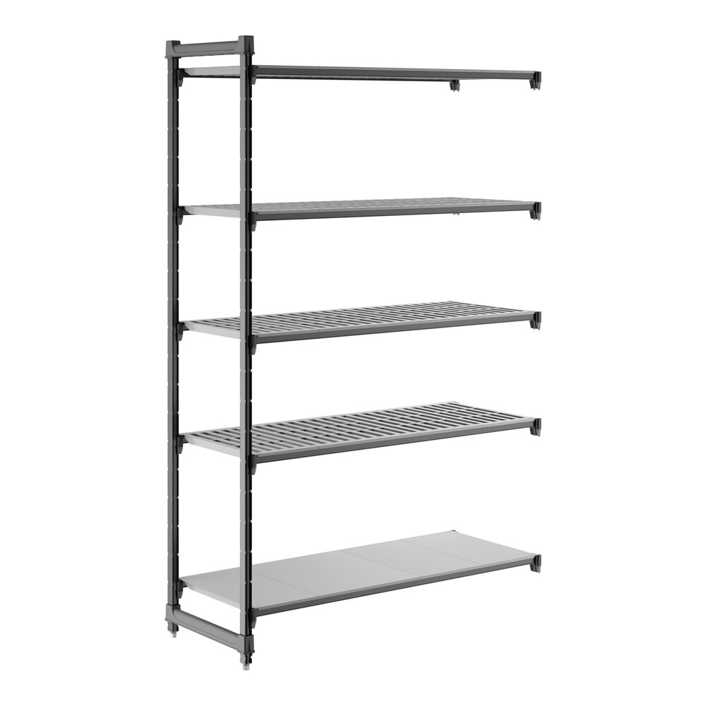 Cambro CBA215484VS5580 Camshelving® Basics Plus Add On Unit with 4 Vented Shelves and 1 Solid Shelf - 21" x 54" x 84"