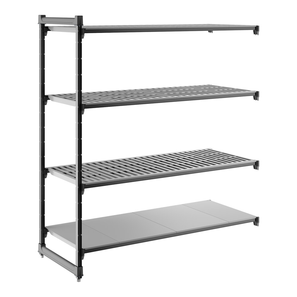 Cambro CBA246064VS4580 Camshelving® Basics Plus Add On Unit with 3 Vented Shelves and 1 Solid Shelf - 24" x 60" x 64"