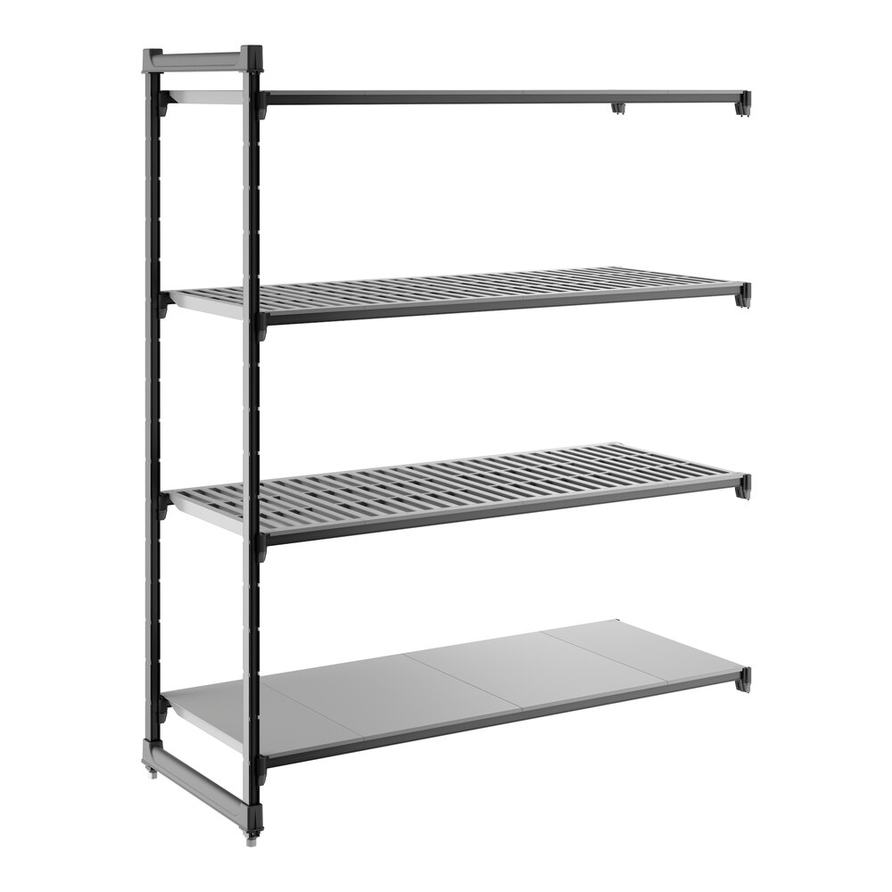 Cambro CBA246072VS4580 Camshelving® Basics Plus Add On Unit with 3 Vented Shelves and 1 Solid Shelf - 24" x 60" x 72"