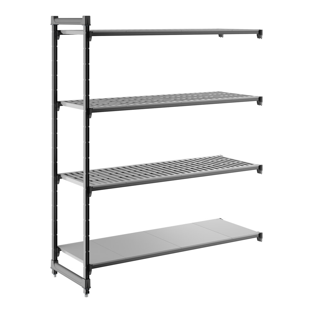 Cambro CBA216072VS4580 Camshelving® Basics Plus Add On Unit with 3 Vented Shelves and 1 Solid Shelf - 21" x 60" x 72"